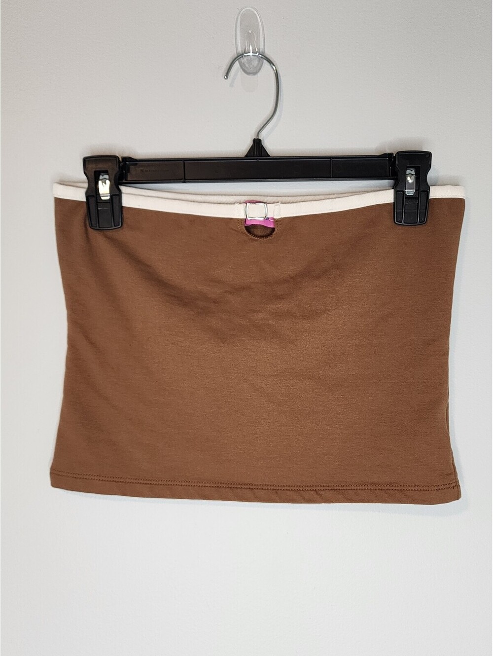 Edikted Brown Tube Top with White Trim and Silver Buckle - Size L